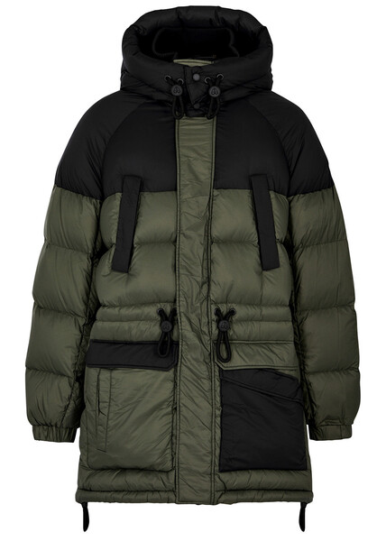  Moose Knuckles Panelled Hooded Quilted Shell Coat - Green - Xl 