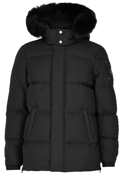  Moose Knuckles Union Black Fur-trimmed Quilted Shell Jacket - S 