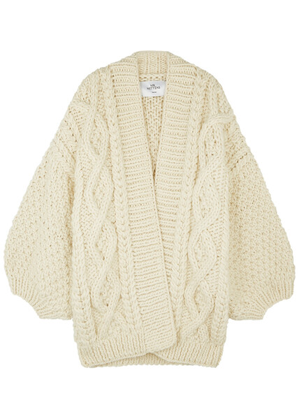  Mr Mittens Chunky Cable-knit Wool Cardigan - Cream - One Size 