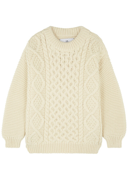 Mr Mittens Cream Aran-knit Wool Jumper - Xs/s 