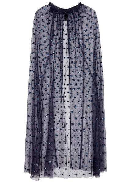  Needle & Thread Dot Shimmer Embellished Tulle Cape - Navy - M/l (uk14 / L) 