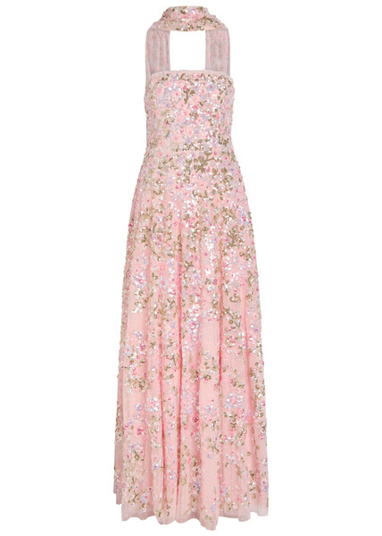  Needle & Thread Dream Garland Embellished Scarf-effect Gown - Light Pink - 14 (uk14 / L) 