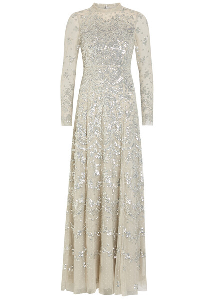  Needle & Thread Freya Sequin-embellished Tulle Gown - Light Green - 12 (uk12 / M) 