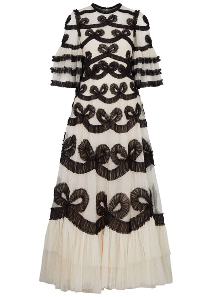  Needle & Thread Ingrid Bow-embellished Tulle Gown - Cream - 8 (uk8 / S) 