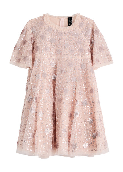  Needle & Thread Kids Shooting Stars Embellished Tulle Dress - Pink 