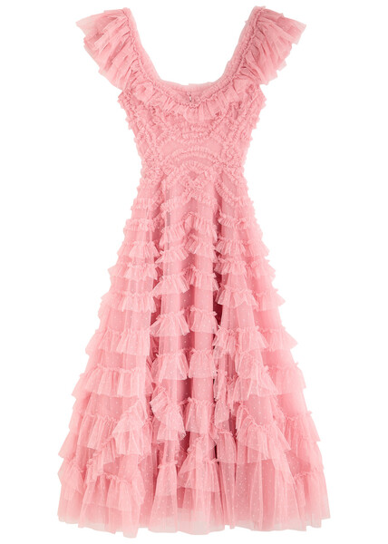  Needle & Thread Lola Ruffled Tulle Gown - Pink - 16 (uk16 / Xl) 