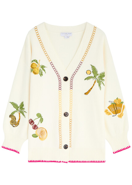  Never Fully Dressed Martha Embroidered Knitted Cardigan - Cream - S (uk8-10 / S) 