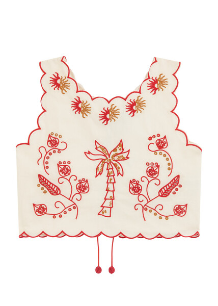  Never Fully Dressed Pollenca Embroidered Cotton Top - White - 12 (uk12 / M) 