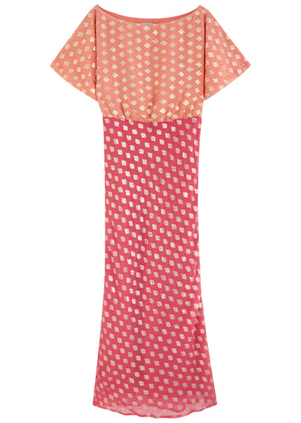  Never Fully Dressed Tilly Embroidered Chiffon Midi Dress - Pink - 8 (uk8 / S) 