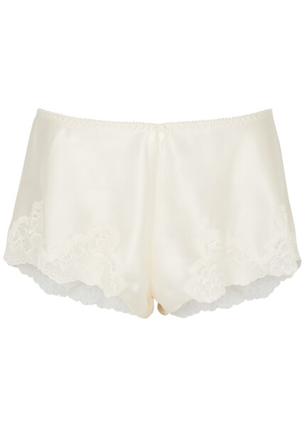  Nk Imode Morgan Lace-trimmed Silk Shorts - Ivory - M (uk12 / M) 