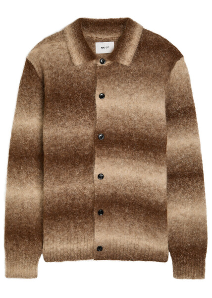  Nn07 Alfie Striped Alpaca-blend Cardigan - Brown - S 