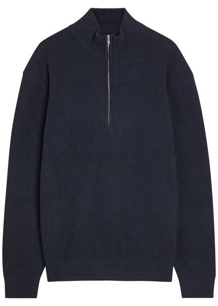  Nn07 Danny Half-zip Ribbed Knit Jumper - Navy - Xl 