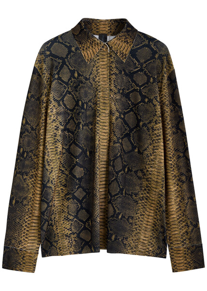  Norma Kamali Python-print Stretch-jersey Shirt - Multicoloured - Xl (uk16 / Xl) 