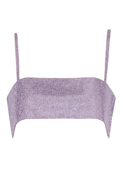  Nue Studio Charlotte Lilac Cropped Crystal Top - Xs 