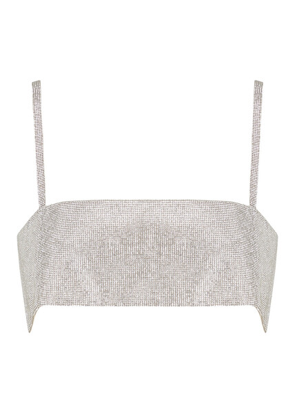  Nue Studio Charlotte Silver Cropped Crystal Top - Xs 