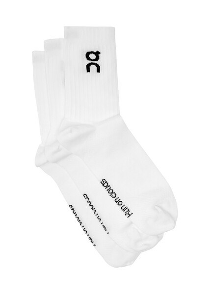  On Logo Cotton-blend Socks - Set Of Three - White - M 