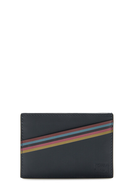  Paul Smith Stripe-print Leather Card Holder - Navy - One Size 