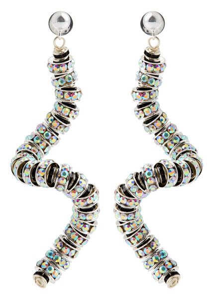  Pearl Octopuss.y Viper Crystal-embellished Silver-plated Drop Earrings - Black And Silver - One Size 
