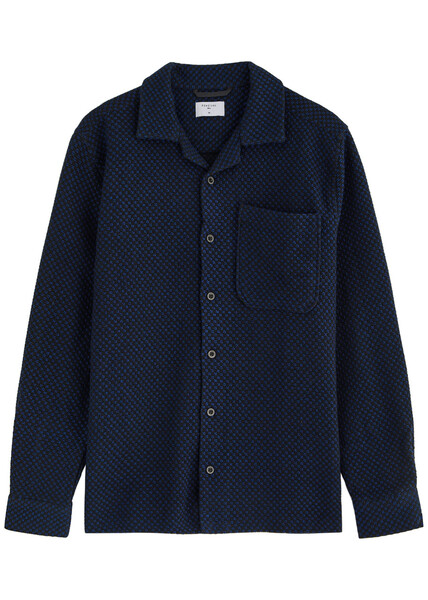  Percival Ashdown Patterned-intarsia Woven Shirt - Navy - M 