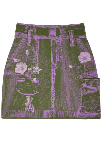  Ph5 Daisy Patterned-intarsia Knitted Mini Skirt - Lilac - S (uk8-10 / S) 