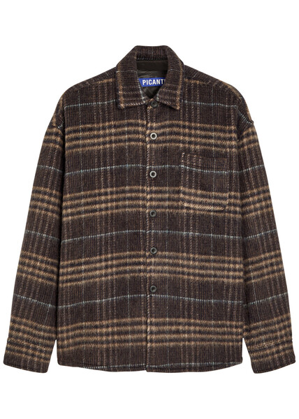  Picante Rocco Plaid Wool-blend Overshirt - Brown - M 