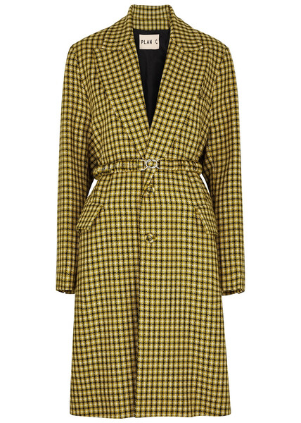  Plan C Checked Wool Coat - Multicoloured - 12 