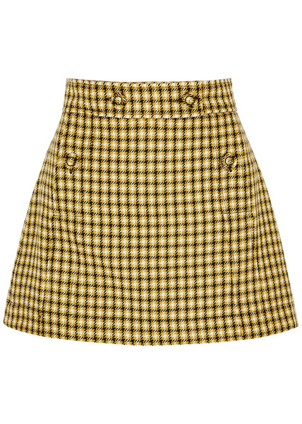  Plan C Checked Wool Mini Skirt - Multicoloured - 8 