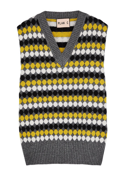  Plan C Circle-intarsia Wool Vest - Multicoloured - 8 