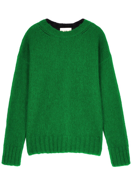  Plan C Two-tone Brushed Mohair-blend Jumper - Green - 12 