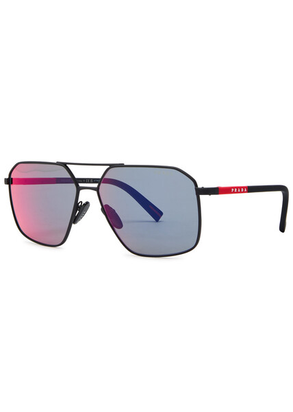  Prada Linea Rossa Aviator-style Sunglasses - Black - One Size 