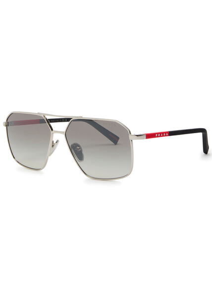  Prada Linea Rossa Aviator-style Sunglasses - Silver - One Size 