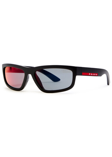  Prada Linea Rossa Rectangle-frame Sunglasses - Black - One Size 