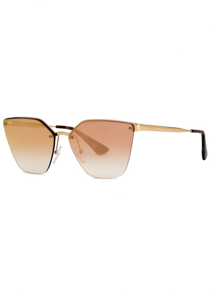  Prada - Mirror Sunglasses Pink, Rose, Gold-tone, Mirrored Designer-stamped Pink Lenses, Tortoiseshell Acetate Tips, 100% Uv Protection 