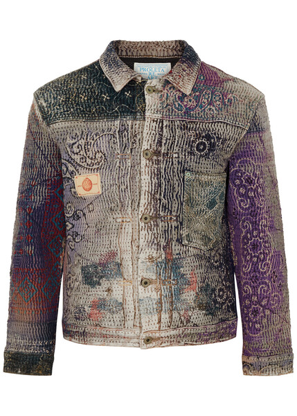  Proleta Re Art Boro Patchwork Distressed Denim Jacket - Purple - L 