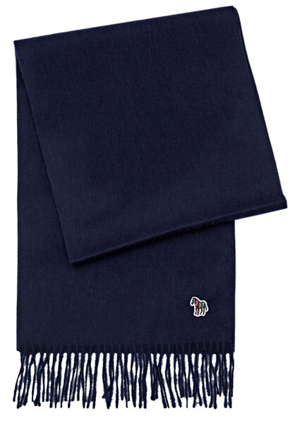  Ps Paul Smith Fringed Wool Scarf - Navy - One Size 