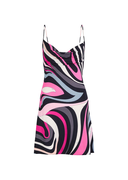  Pucci Abito Wave-printed Satin-jersey Mini Dress - Multi Print - 38 (uk6 / Xs) 
