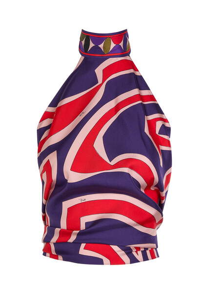  Pucci Halterneck Printed Silk Top - Multicoloured 1 - One Size 
