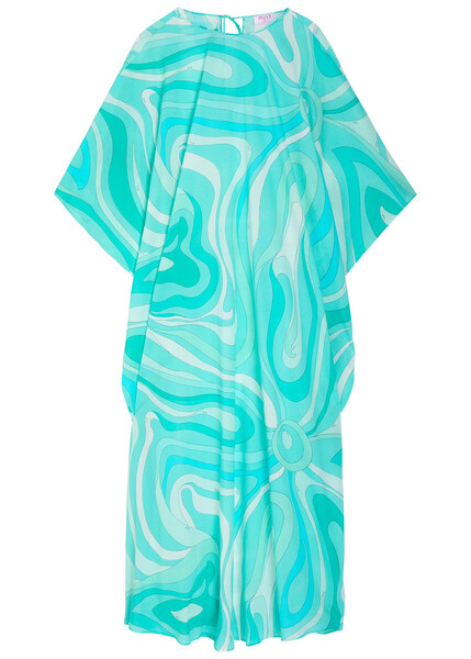  Pucci Printed Cotton Kaftan - Turquoise - One Size 