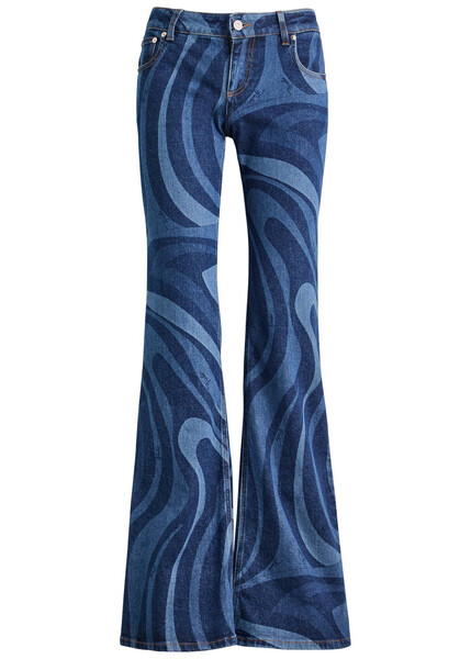  Pucci Wave-printed Flared-leg Jeans - Denim - 42 (uk10 / S) 