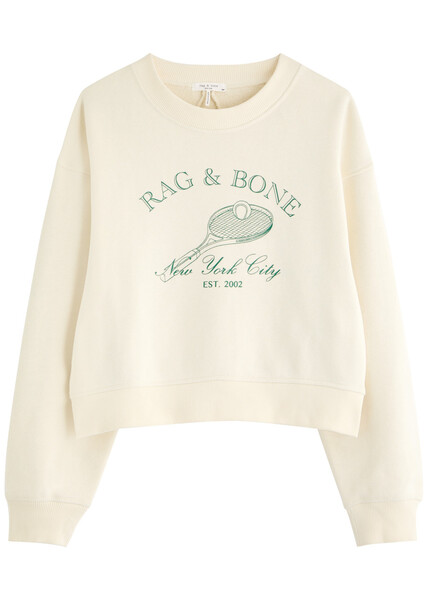  Rag & Bone Logo Printed Cotton-blend Sweatshirt - Cream - L (uk14 / L) 