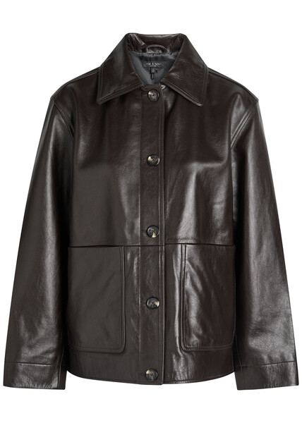  Rag & Bone Mala Leather Jacket - Brown - M (uk12 / M) 