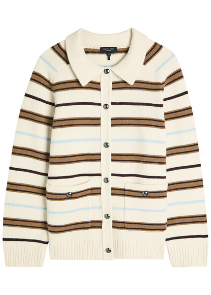  Rag & Bone Peggy Striped Wool Cardigan - Stripe - M (uk12 / M) 
