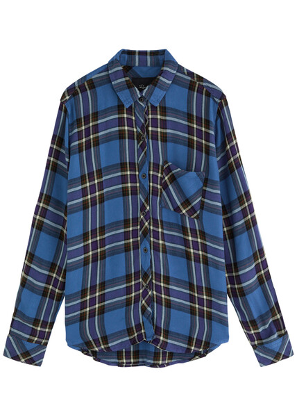  Rails Hunter Checked Rayon Shirt - Dark Blue - M (uk12 / M) 