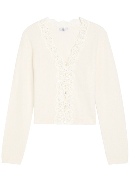  Rails Mer Lace-trim Alpaca-blend Cardigan - Ivory - M (uk12 / M) 