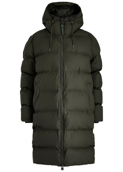  Rains Alta Quilted Waterproof Coat - Dark Green - Xs 