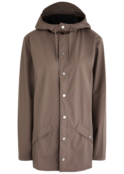  Rains Hooded Rubberised Jacket - Chocolate - Xs (uk6 / Xs) 