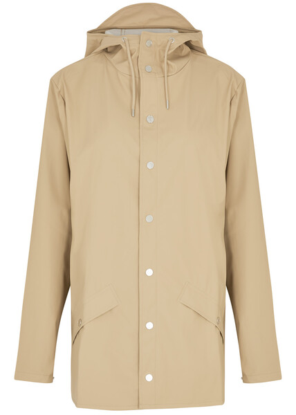  Rains Hooded Rubberised Jacket - Sand - Xs 
