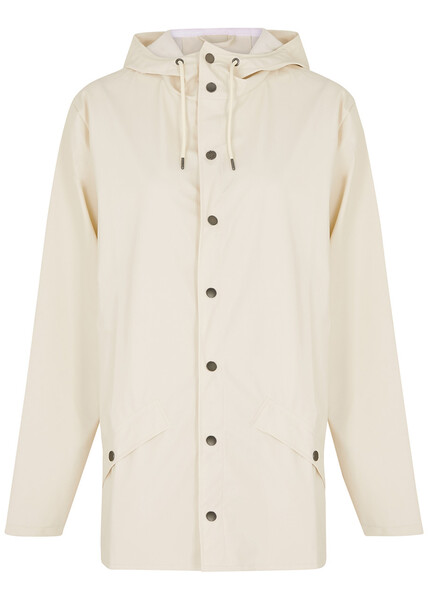  Rains Hooded Rubberised Jacket - White - Xs 