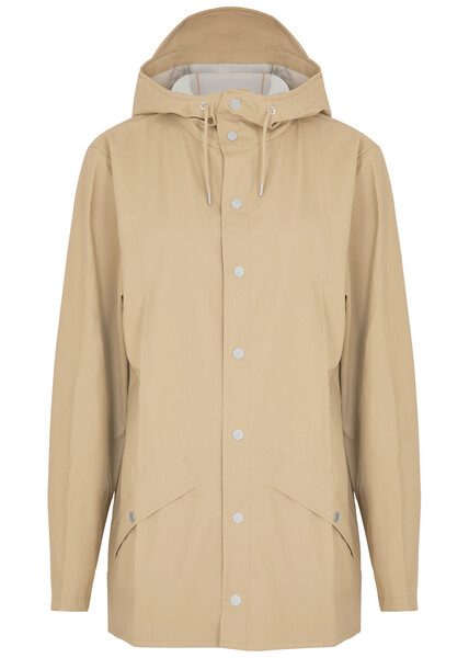  Rains Hooded Waterproof Jacket - Beige - L 