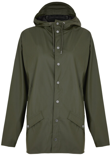  Rains Hooded Waterproof Jacket - Dark Green - M 